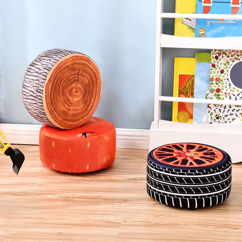 Round Pouf Upholstered Scratch Resistant Contemporary Fruit Printed Fabric Footstool Clearhalo 'furn' 'furn_ottomans_poufs' 'Furniture' 'Living Room Furniture' 'Ottomans & Poufs' 'ottomans_poufs' 1200x1200_176cf998-7cce-4c20-867f-4406d0ec284e