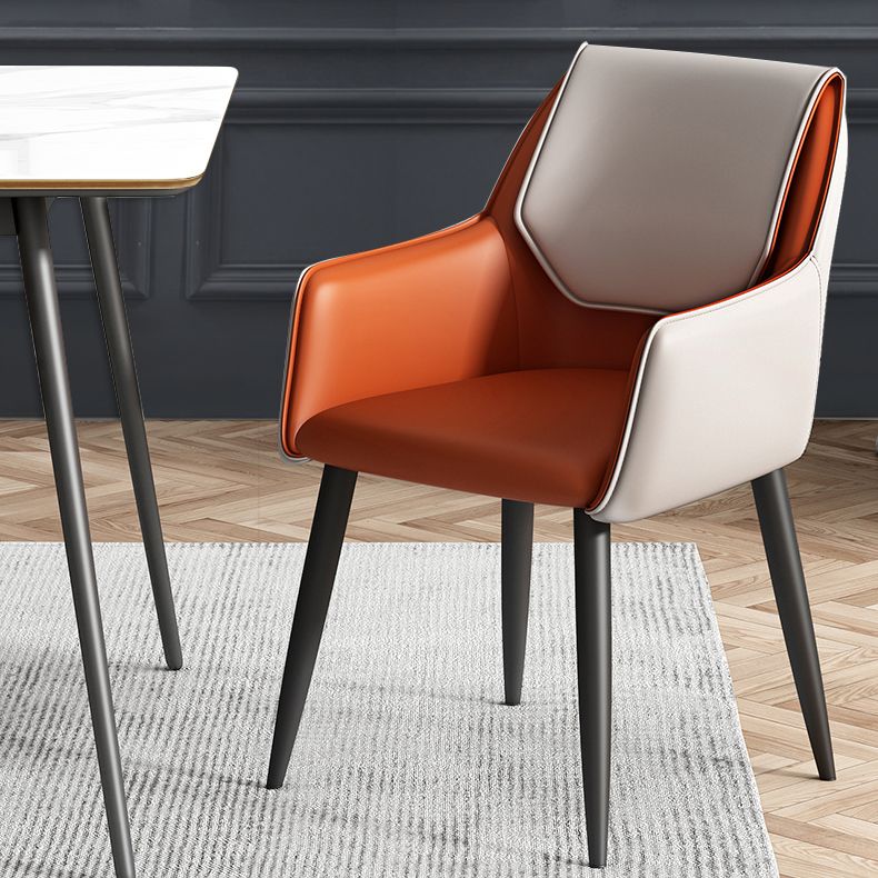 Modern Style Parsons Arm Chair Leather Dining Chair for Dining Room Clearhalo 'Dining Chairs' 'Dining Tables & Seating' 'dining_chair' 'Furniture' 'furniture_dining_chair' 'Kitchen & Dining Furniture' 1200x1200_176f5b10-1640-462b-8a16-9a848f6b0bd4