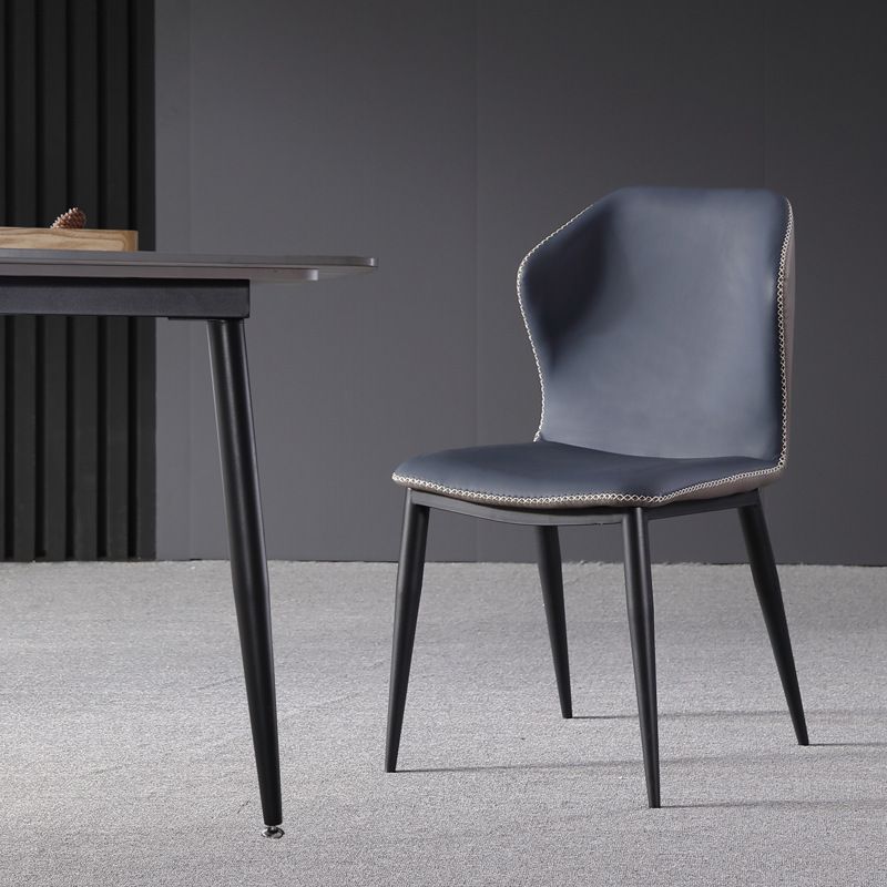 Industrial Design Wingback Armless Chairs Faux Leather Side Chair Clearhalo 'Dining Chairs' 'Dining Tables & Seating' 'dining_chair' 'furn' 'furn_dining_chair' 'Furniture' 'Kitchen & Dining Furniture' 1200x1200_177442c5-c410-4f23-9738-31778f45cf3b