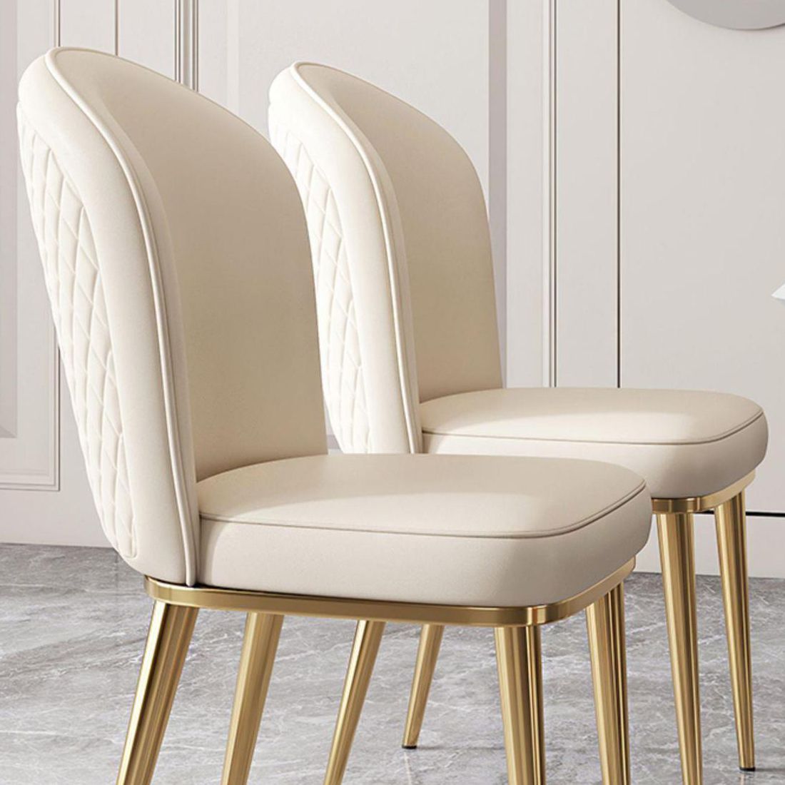 Kitchen Dining Chairs Faux Leather Side Chairs with Gold Metal Legs Clearhalo 'Dining Chairs' 'Dining Tables & Seating' 'dining_chair' 'furn' 'furn_dining_chair' 'Furniture' 'Kitchen & Dining Furniture' 1200x1200_177495a7-51fa-4d7f-9e23-546c00c01008