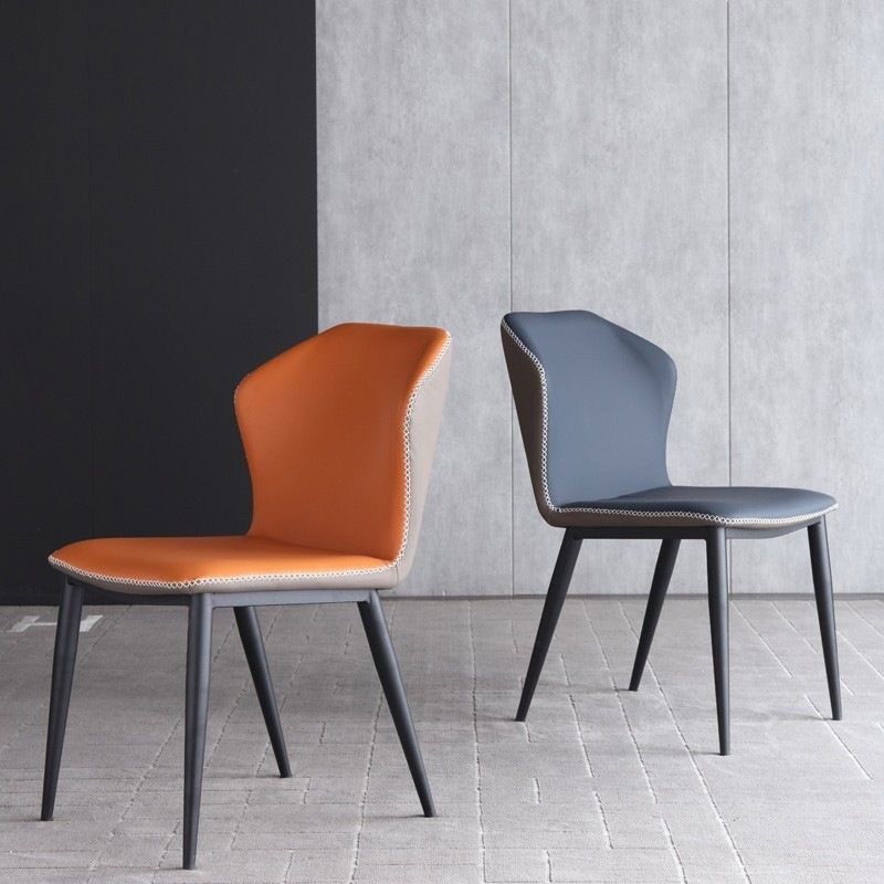 Silla de cena de comedor de metal industrial sillas de comedor de cuero por imitación para uso de restaurantes