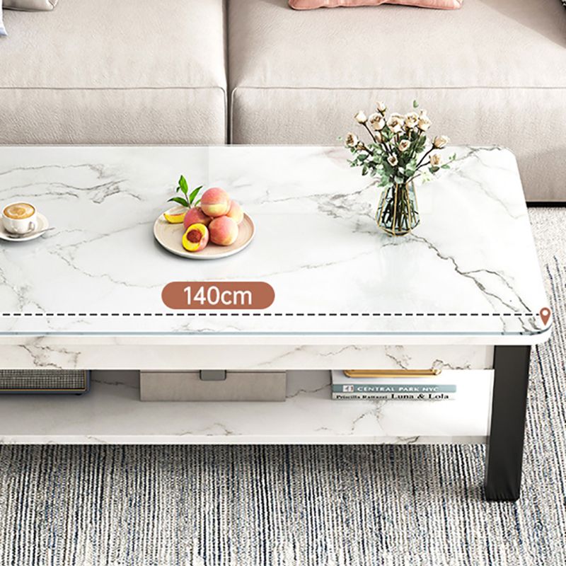Mesa de centro contemporánea de 16" de alto, mesa de cóctel de café rectangular de piedra