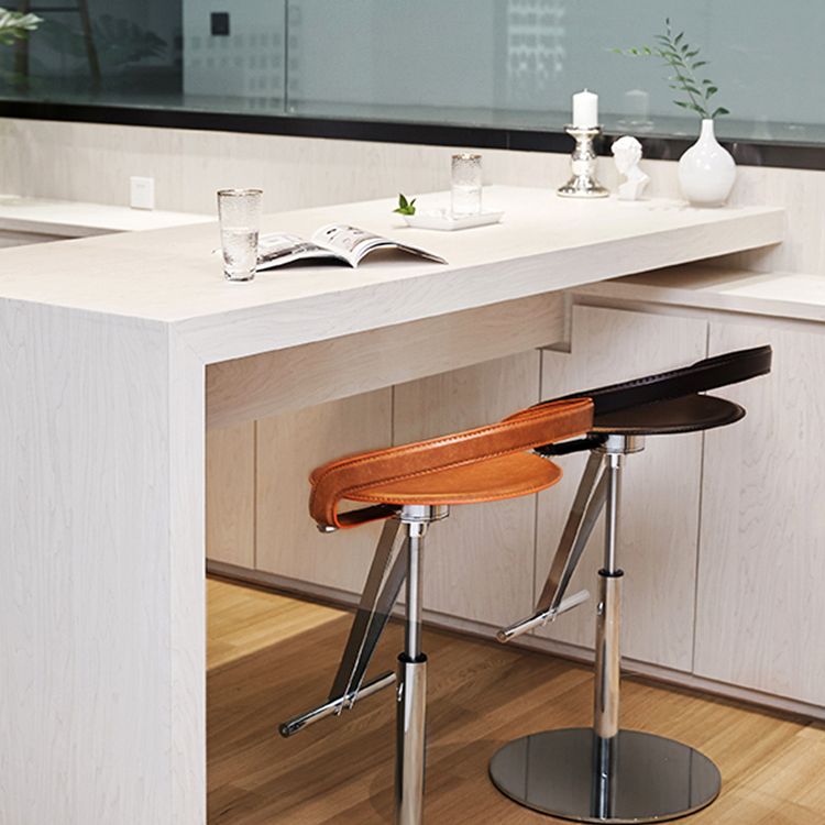Industrial Leather Bar Stool Low Back Adjustable Counter Stool for Bristol
