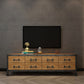 Console TV industrielle en pin, support multimédia de rangement fermé avec tiroirs pour le salon