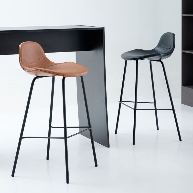 Contemporary Footrest Low Back Bar Stool Leather Counter Stool for Living Room Clearhalo 'Bar Furniture' 'Bar Stools' 'bar_stools' 'furn' 'furn_bar_stools' 'Furniture' 'Kitchen & Dining Furniture' 1200x1200_17797395-9cbe-4106-869d-a0d8e2b2f2af