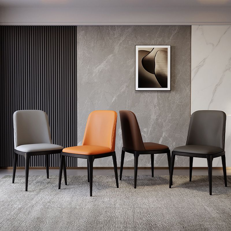 Modern Backrest Armless Leather Chair with Plastic Legs for Dining Room Clearhalo 'Dining Chairs' 'Dining Tables & Seating' 'dining_chair' 'furn' 'furn_dining_chair' 'Furniture' 'Kitchen & Dining Furniture' 1200x1200_1779c22b-f5fa-4e01-b5cc-de0c24c9b62f