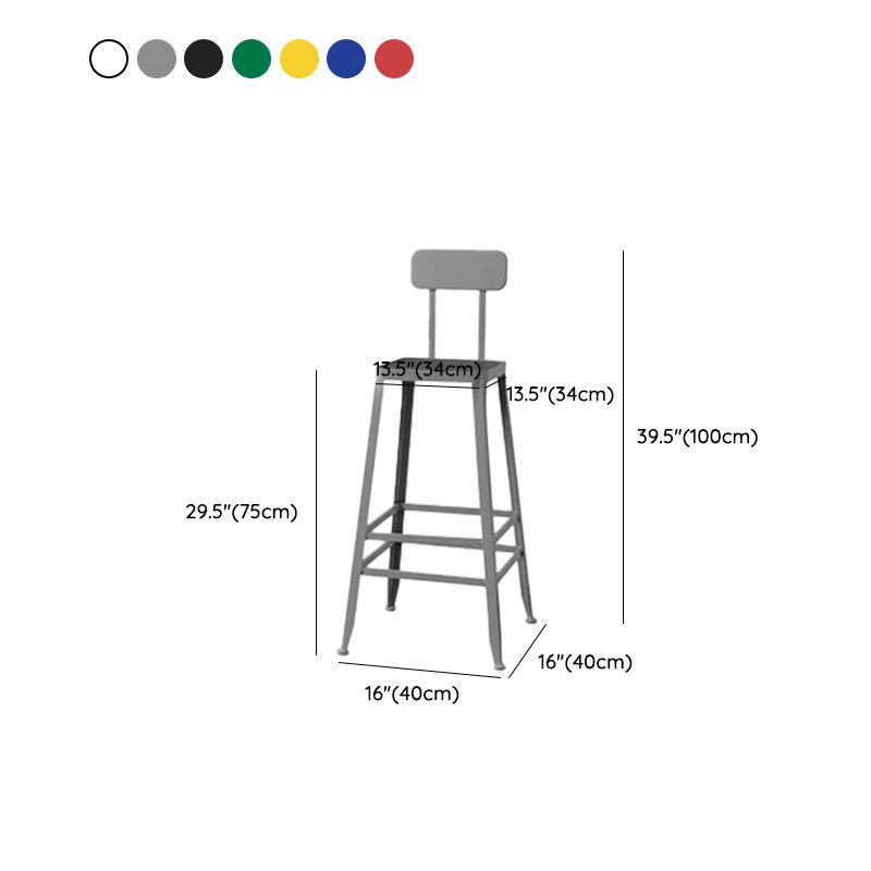 Modern Armless Backrest Counter Stool Iron Cafe Bar Stool with Wooden Seat and Pedal