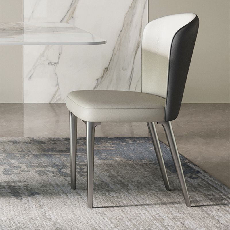 Contemporary Style 1/4/5/7/8 Pieces Dining Chairs Set Rectangle Stone Furniture in White Clearhalo 'Dining Room Sets' 'Dining Tables & Seating' 'dining_room_set' 'furn' 'furn_dining_room_set' 'Furniture' 'Kitchen & Dining Furniture' 1200x1200_177a618e-87f3-4718-8660-dc69478a74a1