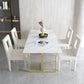 Set di dinette in stile glam 1/5/7 PC set da pranzo con tavolo in pietra rettangolo