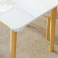 Contemporary Rectangular White Glass Dining Table with Solid Wood Legs