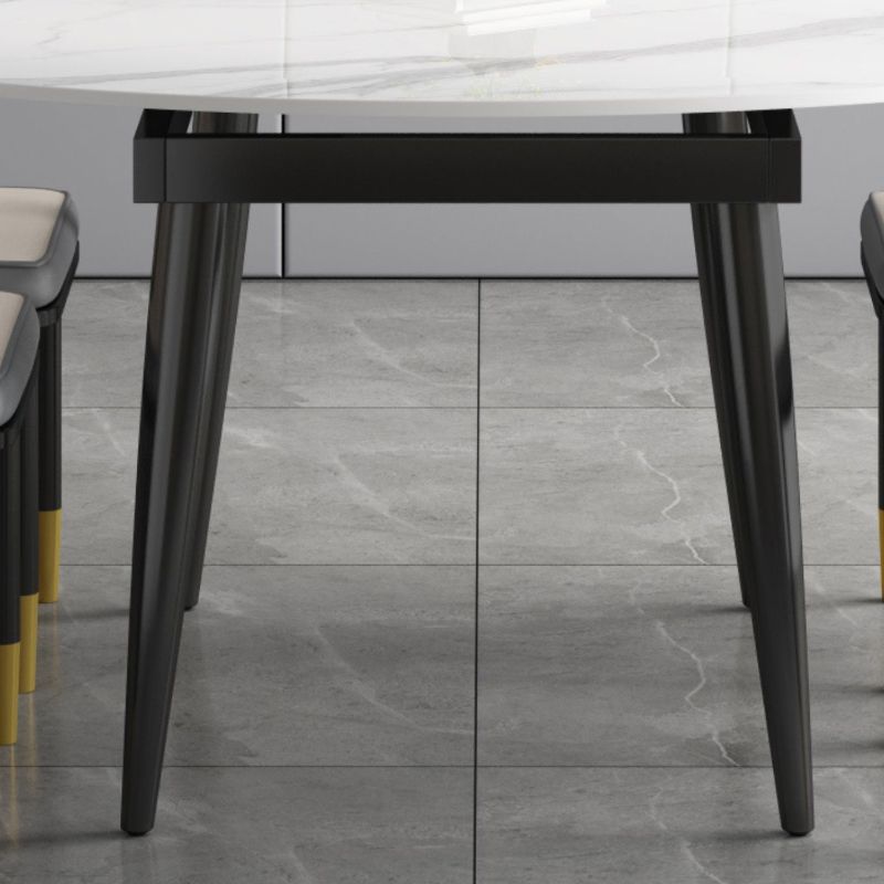 Round Dining Table White Stone Table Top with Black Metal Legs Clearhalo 'Dining Tables & Seating' 'Dining Tables' 'dining_table' 'furn' 'furn_dining_table' 'Furniture' 'Kitchen & Dining Furniture' 1200x1200_177ce58f-f0a5-45a6-ac74-88c0b5b951be