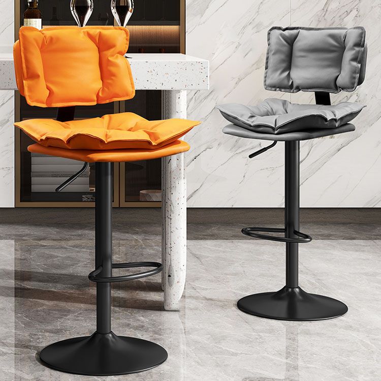 Glam Style Faux Leather Bar Stools Swivel Adjustable Height Bar Stool with Black Base Clearhalo 'Bar Furniture' 'Bar Stools' 'bar_stools' 'furn' 'furn_bar_stools' 'Furniture' 'Kitchen & Dining Furniture' 1200x1200_17818ed0-04ef-4c8b-b37c-28f9b8d2b42c