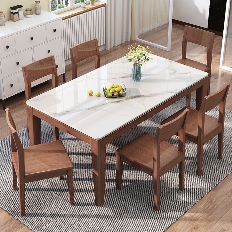 Mid-Century Modern Dining Table Sintered Stone Top Dining Table with Wooden Base for Kitchen Clearhalo ' dining_table' 'Dining Tables & Seating' 'Dining Tables' 'furn' 'furn_dining_table' 'Furniture' 'furniture_dining_table' 'Kitchen & Dining Furniture' 'kitchen&dining_furn' 'kitchen' 'kitchen_dining_table' 1200x1200_1781b2b5-3ceb-4b54-8456-11b0f0cf3e16