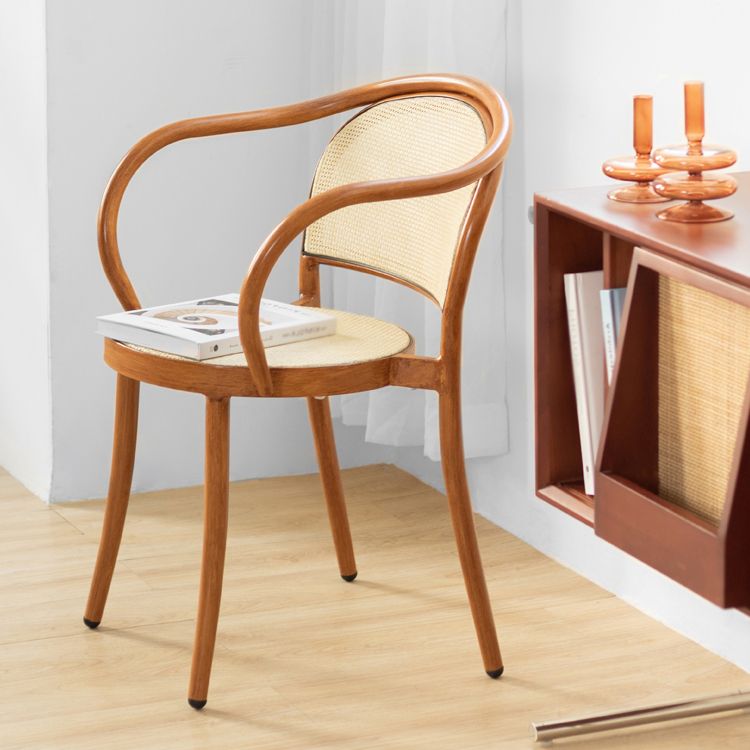 Modern Style Chairs Dining Stackable Arm Chair with Wooden Legs for Kitchen