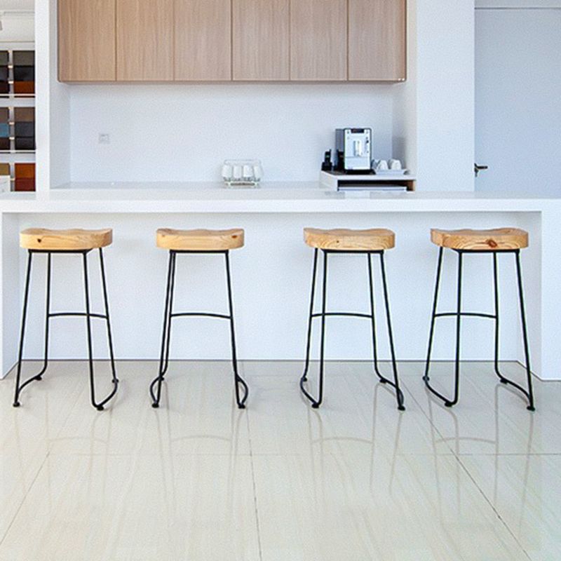 Contemporary Wood Seats Counter Stools Black Base Indoor Bar Stool for Kitchen Clearhalo 'Bar Furniture' 'Bar Stools' 'bar_stools' 'furn' 'furn_bar_stools' 'furniture_bar_stools' 'Kitchen & Dining Furniture' 'kitchen&dining_furn' 'kitchen' 'kitchen_furn' Furniture' 1200x1200_1785922b-680e-4ced-9086-7d76c92a70f5