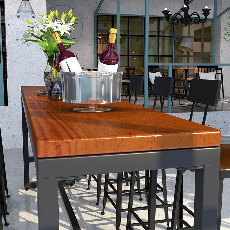 Mesa de comedor rectangular de madera maciza marrón para cocina y sala de estar