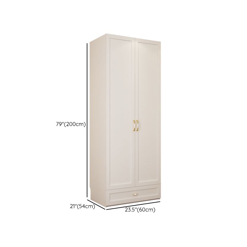 White Hinged Wardrobe Cabinet Engineered Wood Wardrobe Armoire
