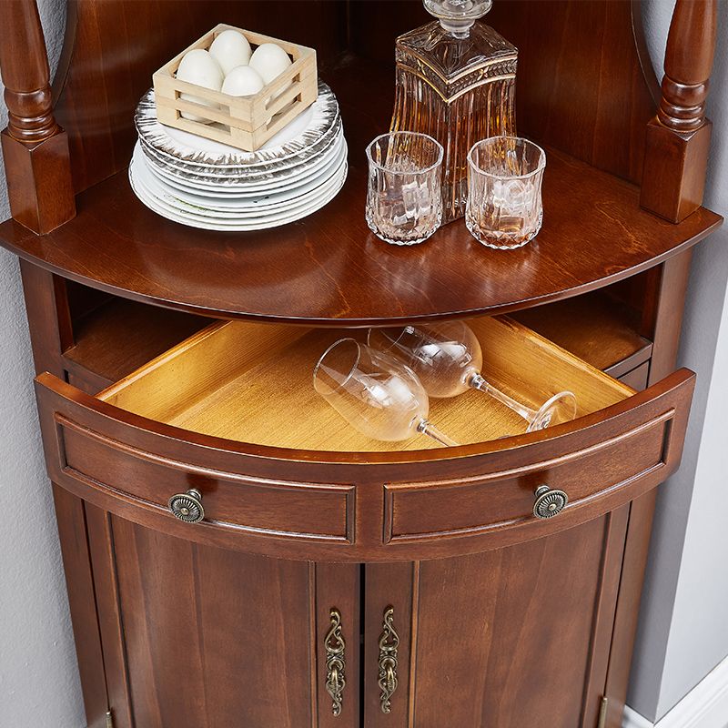 Mid-century Modern 1- Door Cabinet Wooden Corner Cabinet with Shelf