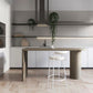 Industrial Wood Bar Table with Specialty Table Top Double Pedestal Table - 41.3" H Clearhalo 'Bar Furniture' 'Bar Tables' 'bar_tables' 'furn' 'furn_bar_tables' 'Furniture' 'furniture_bar_tables' 'Kitchen & Dining Furniture' 1200x1200_178eb1cb-35cc-4811-ac22-95b26f7bb21e
