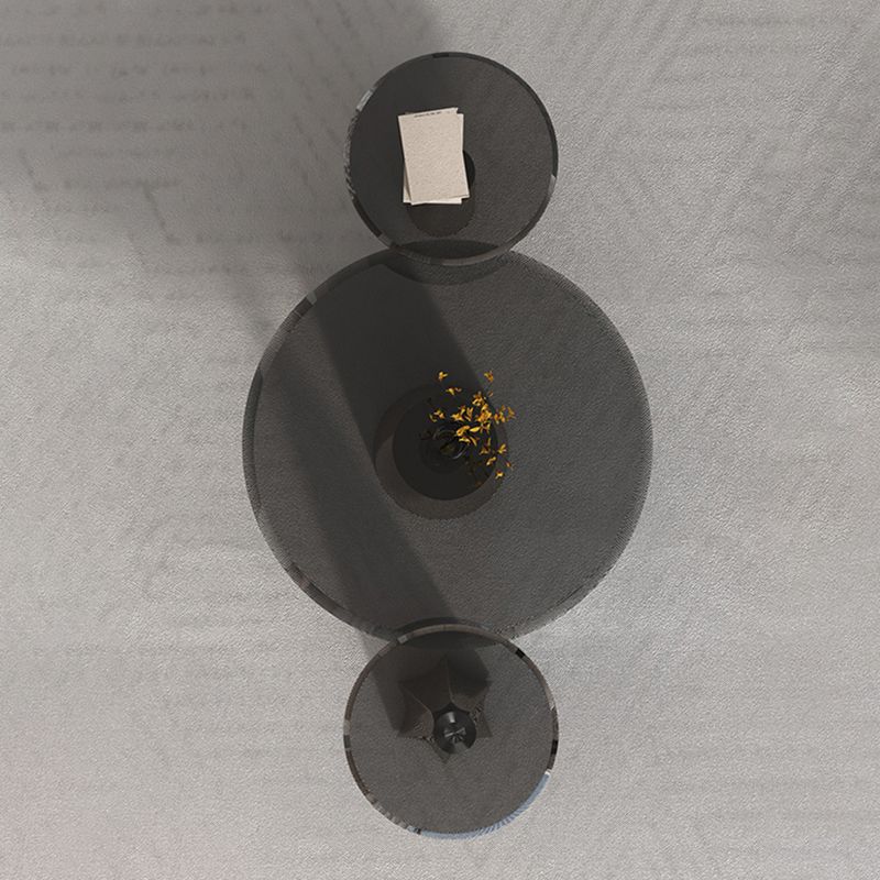 Black  Glass Top Bunching Tables Abstract Coffee Cocktail Table