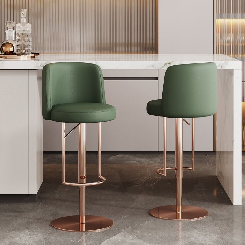 Glam Style Liftable Bar Stool Round Seat Counter Bar Stool with Metal Legs Clearhalo 'Bar Furniture' 'Bar Stools' 'bar_stools' 'furn' 'furn_bar_stools' 'Furniture' 'Kitchen & Dining Furniture' 1200x1200_17940a87-f2b4-4c74-bb52-e62815b65127