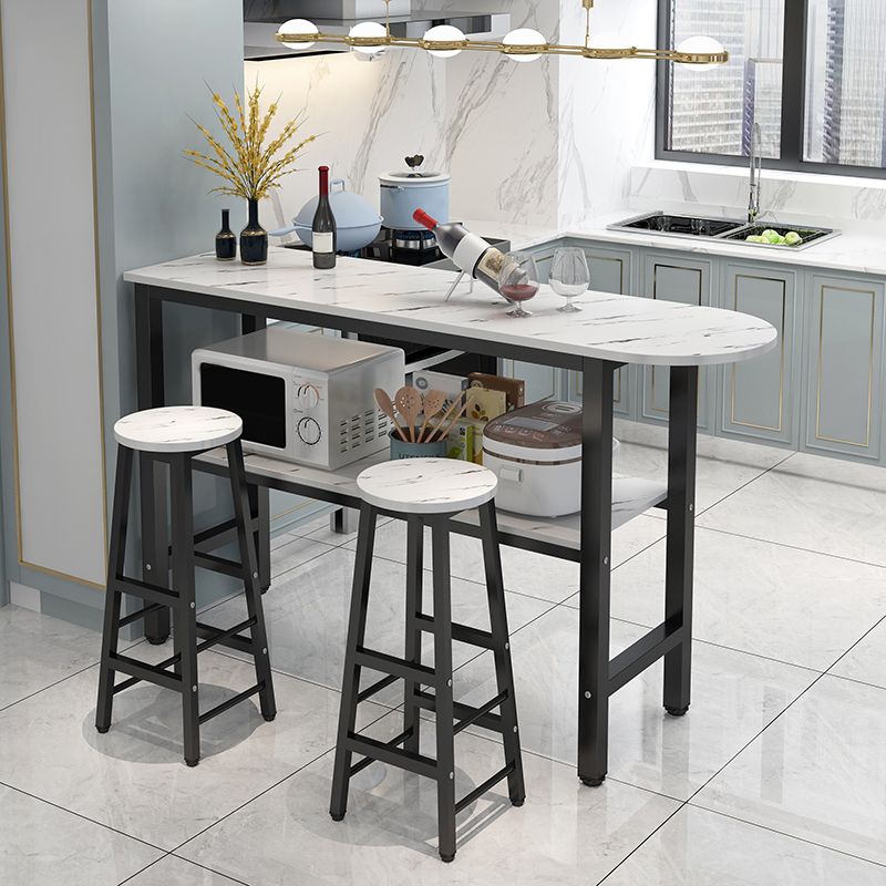 Modern Style Bar Table Set 3 Pieces Bar Table Set with Metal Base for Kitchen Clearhalo 'Bar Furniture' 'furn' 'furn_home_bar_bar_sets' 'Furniture' 'Home Bars & Bar Sets' 'home_bar_bar_sets' 'Kitchen & Dining Furniture' 1200x1200_179487fd-b174-4ee7-a99b-1312a6b3e22a
