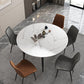 Round Sintered Stone Dining Table Modern Extendable Furniture  with 4 Legs in Matte Finish