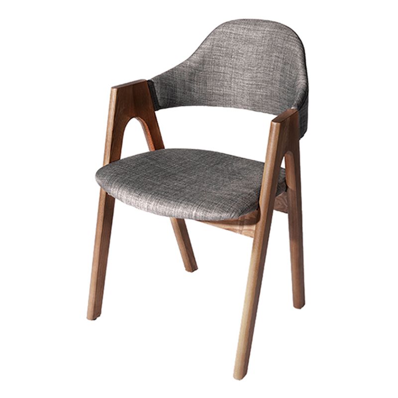Scandinavian Rubberwood Open Arm Chair Upholstered Dining Chair with Wood Legs Clearhalo ' kitchen&dining_furn' 'Dining Chairs' 'Dining Tables & Seating' 'dining_chair' 'furn' 'furn_dining_chair' 'Furniture' 'furniture_dining_chair' 'Kitchen & Dining Furniture' 'kitchen' 1200x1200_1794d74a-e2da-404f-bcfb-f9204f479f8b