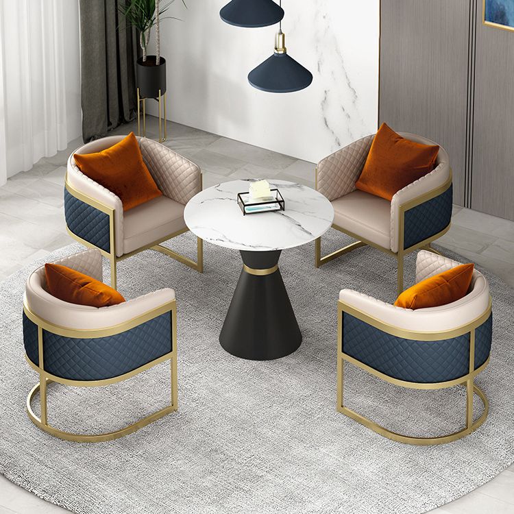 Juego de comedor de piedra blanca para la cocina 1/2/5 piezas de mesa redonda moderna