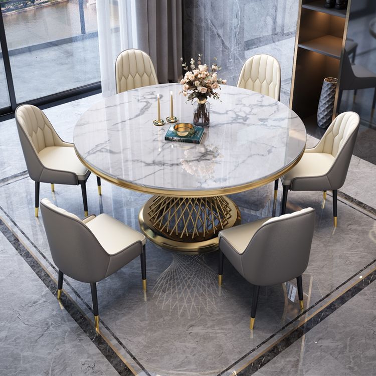 Round Modern Marble Dining Room Set Dining Furniture Set with Metallic Base Clearhalo 'Dining Room Sets' 'Dining Tables & Seating' 'dining_room_set' 'furn' 'furn_dining_room_set' 'Furniture' 'furniture_dining_room_set' 'Kitchen & Dining Furniture' 'kitchen&dining_furn' 'kitchen' 1200x1200_1797ac54-bc59-4c23-b414-1b44ea5bdb38