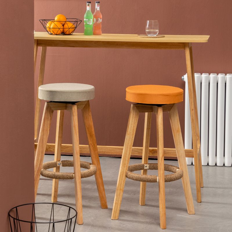 Industrial Style Bar-stool Round Seat Wooden Legs for Restaurant Bar Clearhalo 'Bar Furniture' 'Bar Stools' 'bar_stools' 'furn' 'furn_bar_stools' 'furniture_bar_stools' 'Kitchen & Dining Furniture' 'kitchen&dining_furn' 'kitchen' 'kitchen_furn' Furniture' 1200x1200_17990951-943f-4b15-b8b3-88c612e15a24