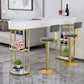 Glam White Marble Bar Dining Table Metal Double Pedestal Bistro Table with Drawer Clearhalo 'Bar Furniture' 'Bar Tables' 'bar_tables' 'furn' 'furn_bar_tables' 'Furniture' 'furniture_bar_tables' 'Kitchen & Dining Furniture' 'kitchen&dining_furn' 'kitchen' 1200x1200_179bbd4c-7177-40a3-915a-0c0bdbd69509
