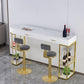 Glam White Marble Bar Dining Table Metal Double Pedestal Bistro Table with Drawer Clearhalo 'Bar Furniture' 'Bar Tables' 'bar_tables' 'furn' 'furn_bar_tables' 'Furniture' 'furniture_bar_tables' 'Kitchen & Dining Furniture' 'kitchen&dining_furn' 'kitchen' 1200x1200_179ea43b-b986-41dc-ba00-c047f3eb9cf7