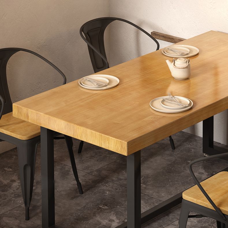 Industrial Style Solid Wood Dining Set with Rectangle Shape Table and Trestle Base for Home Use Clearhalo 'Dining Room Sets' 'Dining Tables & Seating' 'dining_room_set' 'Furniture' 'furniture_dining_room_set' 'Kitchen & Dining Furniture' 'kitchen&dining_furn' 'kitchen' 1200x1200_17a03c76-572f-4cc9-b3a9-a3fd42952b78
