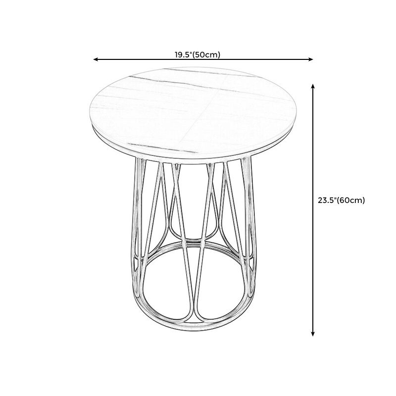 Frame Steel Tube Base Designed with Round Table Top Made of Rock PlateSide Table