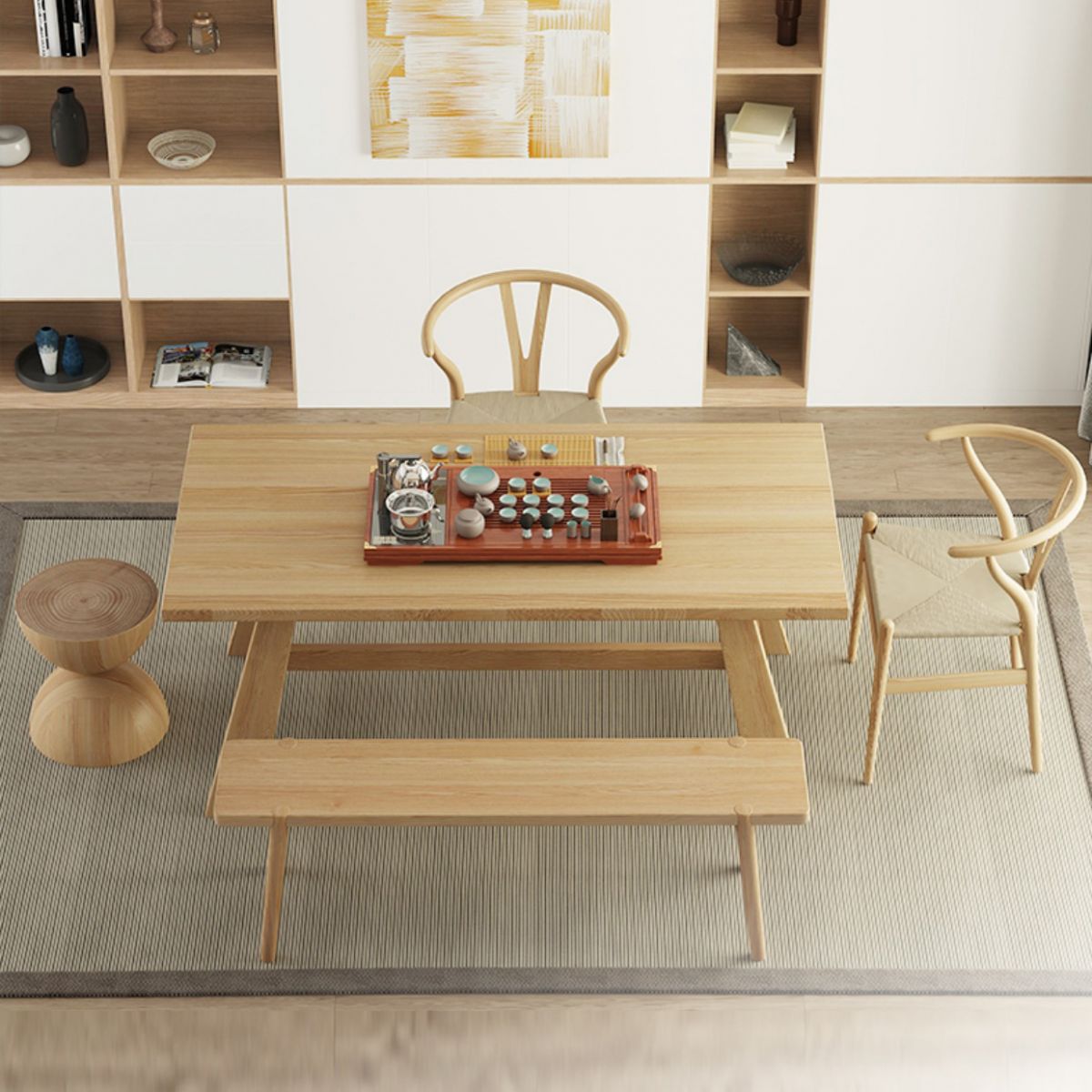 Modern 1/4/5 Pieces Dining Set Rectangle Pine Wood Dining Table for Dining Room Clearhalo 'Dining Room Sets' 'Dining Tables & Seating' 'dining_room_set' 'furn' 'furn_dining_room_set' 'Furniture' 'furniture_dining_room_set' 'Kitchen & Dining Furniture' 'kitchen&dining_furn' 'kitchen' 1200x1200_17a64fb6-38ae-4343-9a0b-381d165d71ab