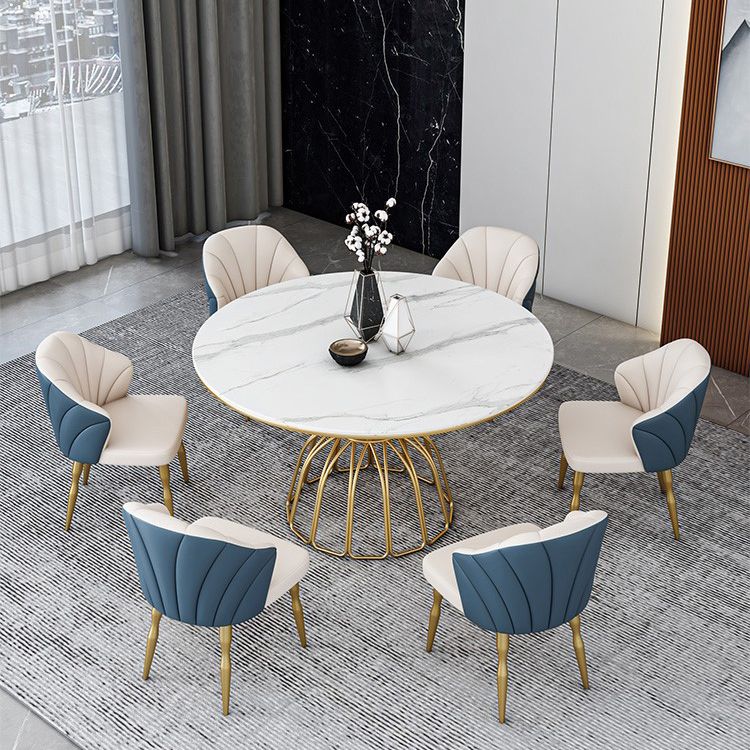 Traditional Luxury Dinette Table Round Metal Gold Base Dining Pedestal Table Clearhalo 'Dining Tables & Seating' 'Dining Tables' 'dining_table' 'furn' 'furn_dining_table' 'Furniture' 'furniture_dining_table' 'Kitchen & Dining Furniture' 1200x1200_17a73af9-dc29-411b-b779-88af3205992b