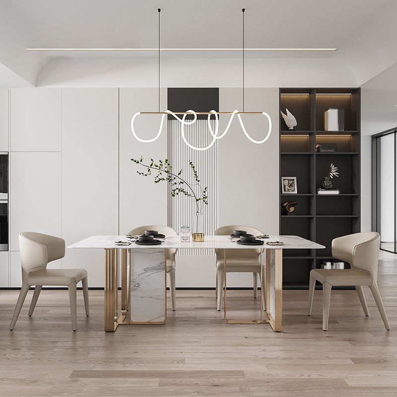 1/2/5/7 Stücke Designer -Stil Rechteck Ess Set Sintered Stone Top Dinette Tischset Set