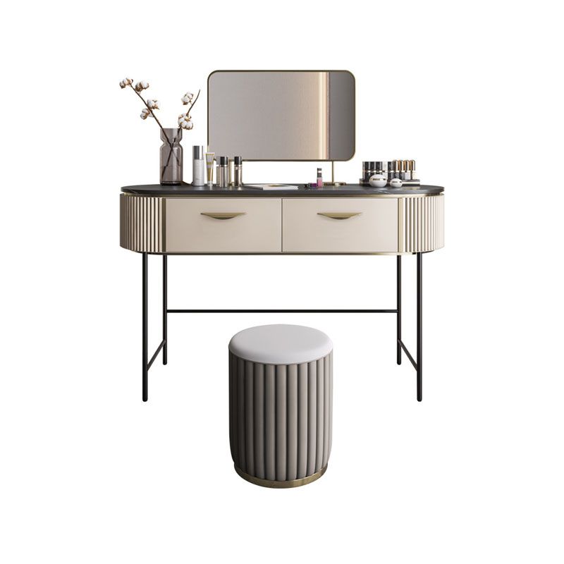 Zeitgenössisches Schlafzimmer mit Make-up-Tisch und Hocker Doppelschubladen Make-up Eitelkeit