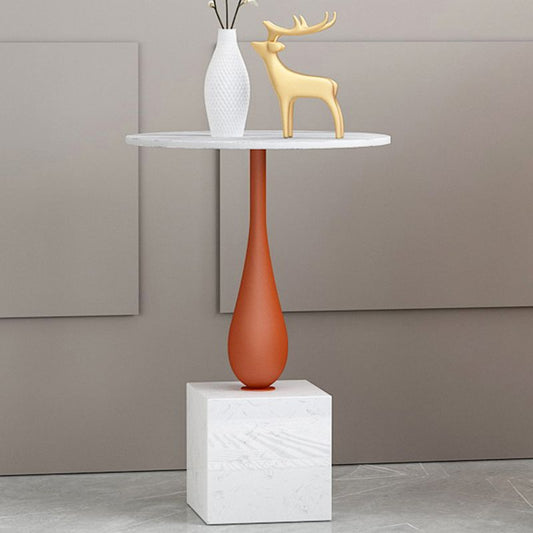 Modern 13.77" Wide End Table Round Stone Top Pedestal Side Table Clearhalo 'Coffee & Accent Tables' 'End & Side Tables' 'end_side_tables' 'furn' 'furn_end_side_tables' 'Furniture' 'Living Room Furniture' 1200x1200_17ae074a-7af3-45b6-8cf0-8298eeaaf9b2