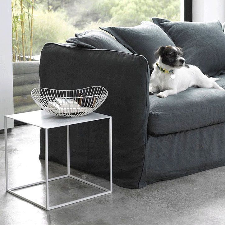 Tabla lateral superior cuadrada de metal 15.75 "Mesa de base de base de marco de alto