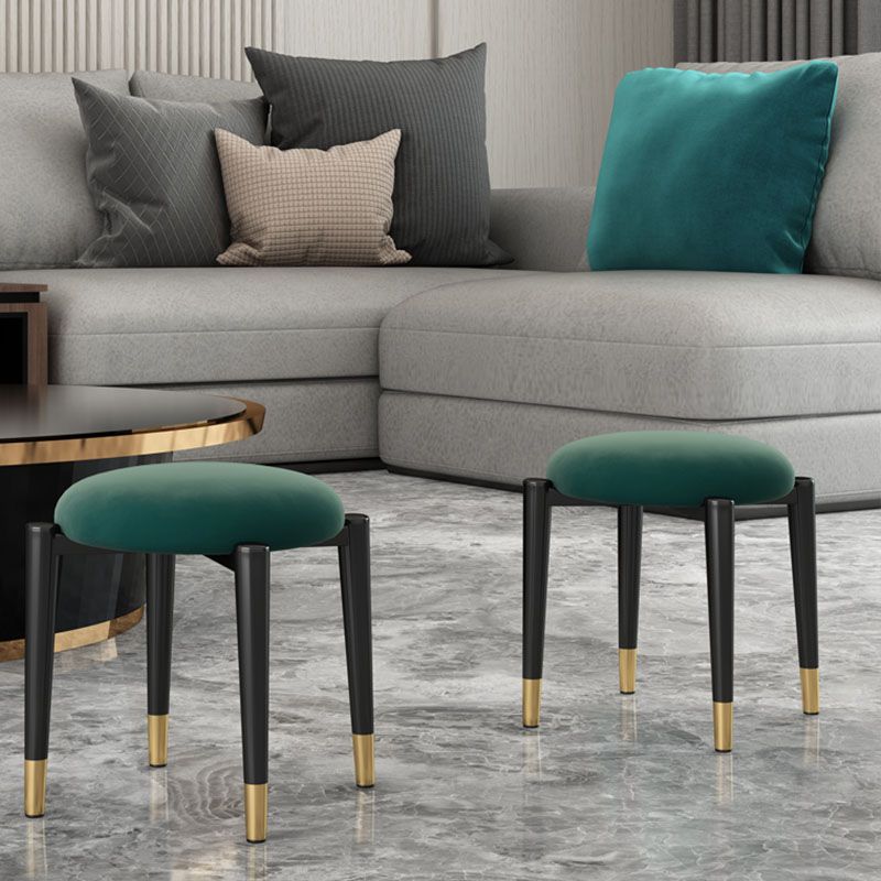 Luxury Ottoman Velvet Tear Resistant Solid Color Round Ottoman with Metal Legs Clearhalo 'furn' 'furn_ottomans_poufs' 'Furniture' 'Living Room Furniture' 'Ottomans & Poufs' 'ottomans_poufs' 1200x1200_17b1d059-096d-45fc-801d-b1cc11155e51