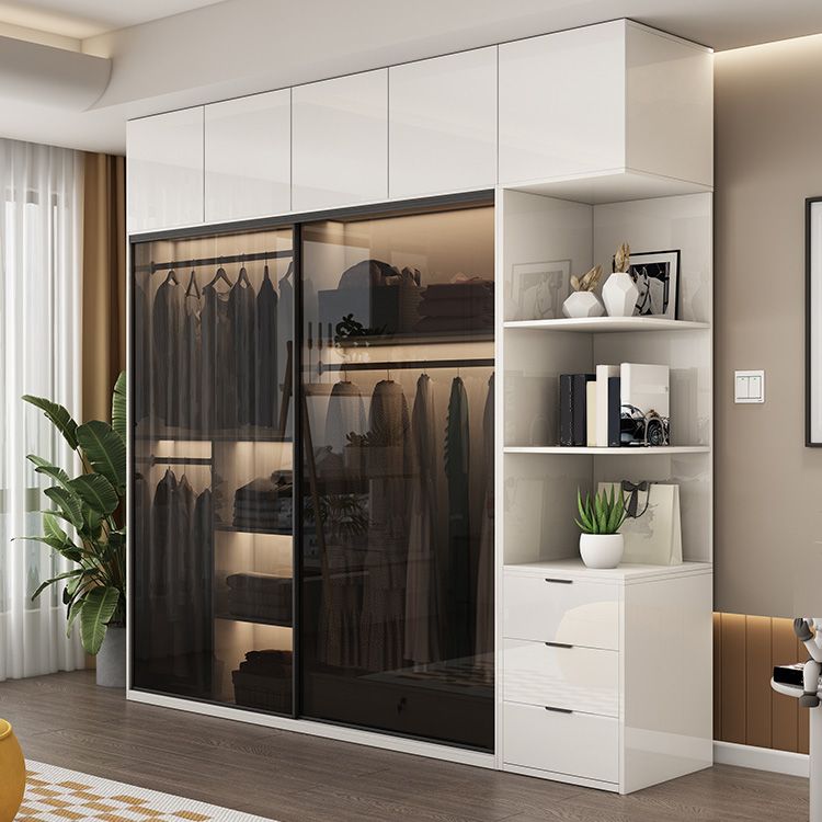 Asta di guardaroba in vetro bianco incluso armadio del guardaroba senza luce