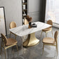 Traditional Luxury Table Metal Base Rectangle Pedestal Casual Dining Table for Home
