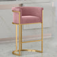 Glam Backrest Armrest Counter Stool Iron Cafe Bar Stool with Velvet Cushion and Pedal Clearhalo 'Bar Furniture' 'Bar Stools' 'bar_stools' 'furn' 'furn_bar_stools' 'Furniture' 'furniture_bar_stools' 'Kitchen & Dining Furniture' 1200x1200_17b48c68-3490-4fe9-846a-09b7196e7e36