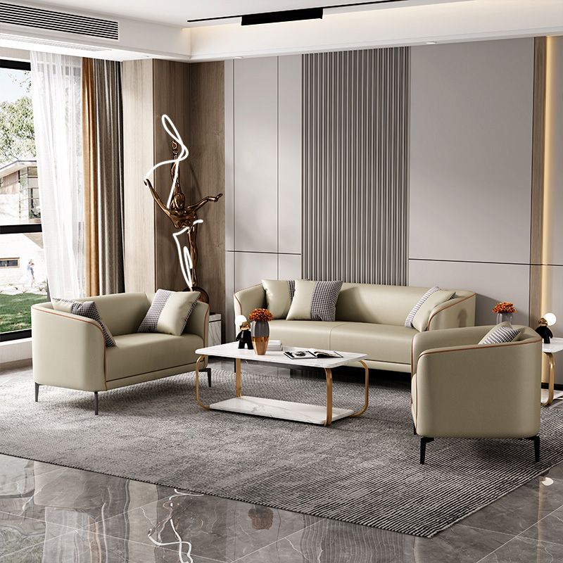 Modern Style Fabric Settee with Four Legs Apartment Sofa with Bolster Pillows Clearhalo 'furn' 'furn_sofas' 'Furniture' 'Living Room Furniture' 'Sofa' 'sofas' 1200x1200_17b6a69e-ee6f-42a3-841e-e3631732b358