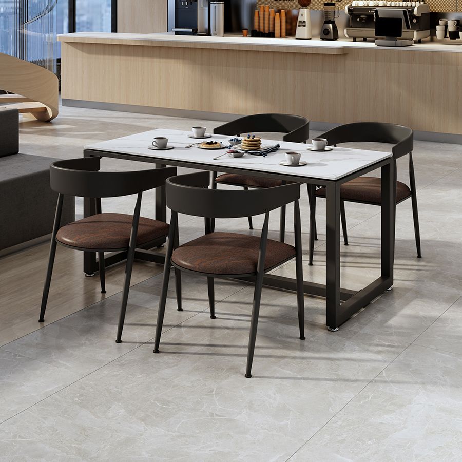 Modern Style White Dining Table Sintered Stone Table with Black Frame for Dining Room Clearhalo ' dining_table' 'Dining Tables & Seating' 'Dining Tables' 'furn' 'furn_dining_table' 'Furniture' 'furniture_dining_table' 'Kitchen & Dining Furniture' 'kitchen&dining_furn' 'kitchen' 'kitchen_dining_table' 1200x1200_17b716c6-f54d-4438-8fad-67bcf8ce4189