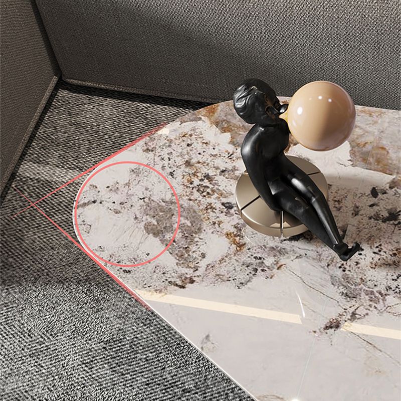 Gratis vorm met 2 poten salontafel moderne leisteen cocktailtafel in wit/goud