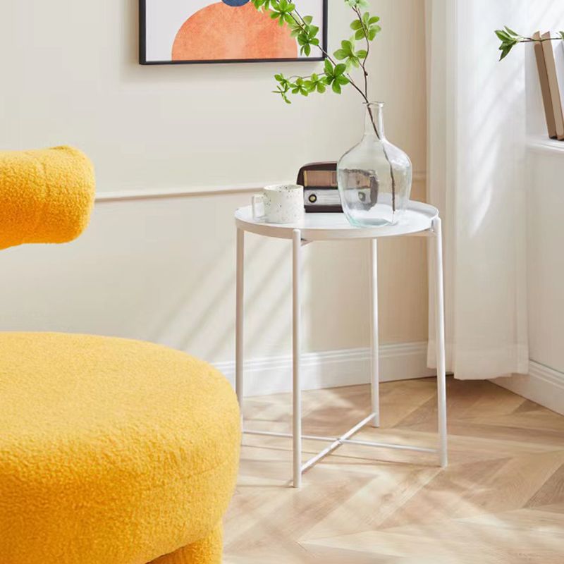 Mid-Century Round Tray Top Side Table Metal Cross Legs End Table Clearhalo 'Coffee & Accent Tables' 'End & Side Tables' 'end_side_tables' 'furn' 'furn_end_side_tables' 'Furniture' 'Living Room Furniture' 1200x1200_17bbc847-7690-4ee2-aeb0-0f2589851109