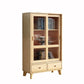 31.5'"l Natural Wooden Cabinet, Rectangle Glass Paned Accent Cabinet
